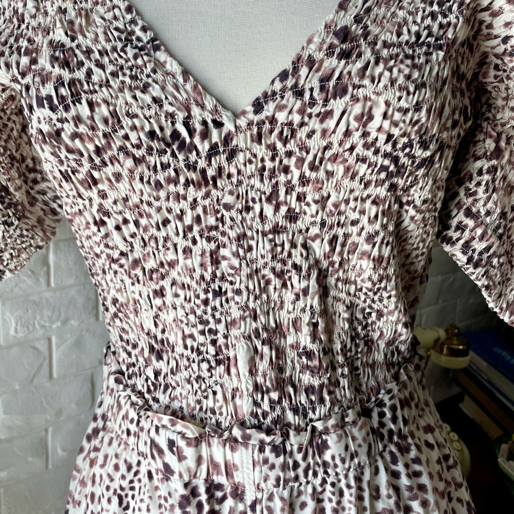 Sea New York Calla Cheetah Smocked V-Neck Jumpsuit Size 8 - Picture 8 of 15